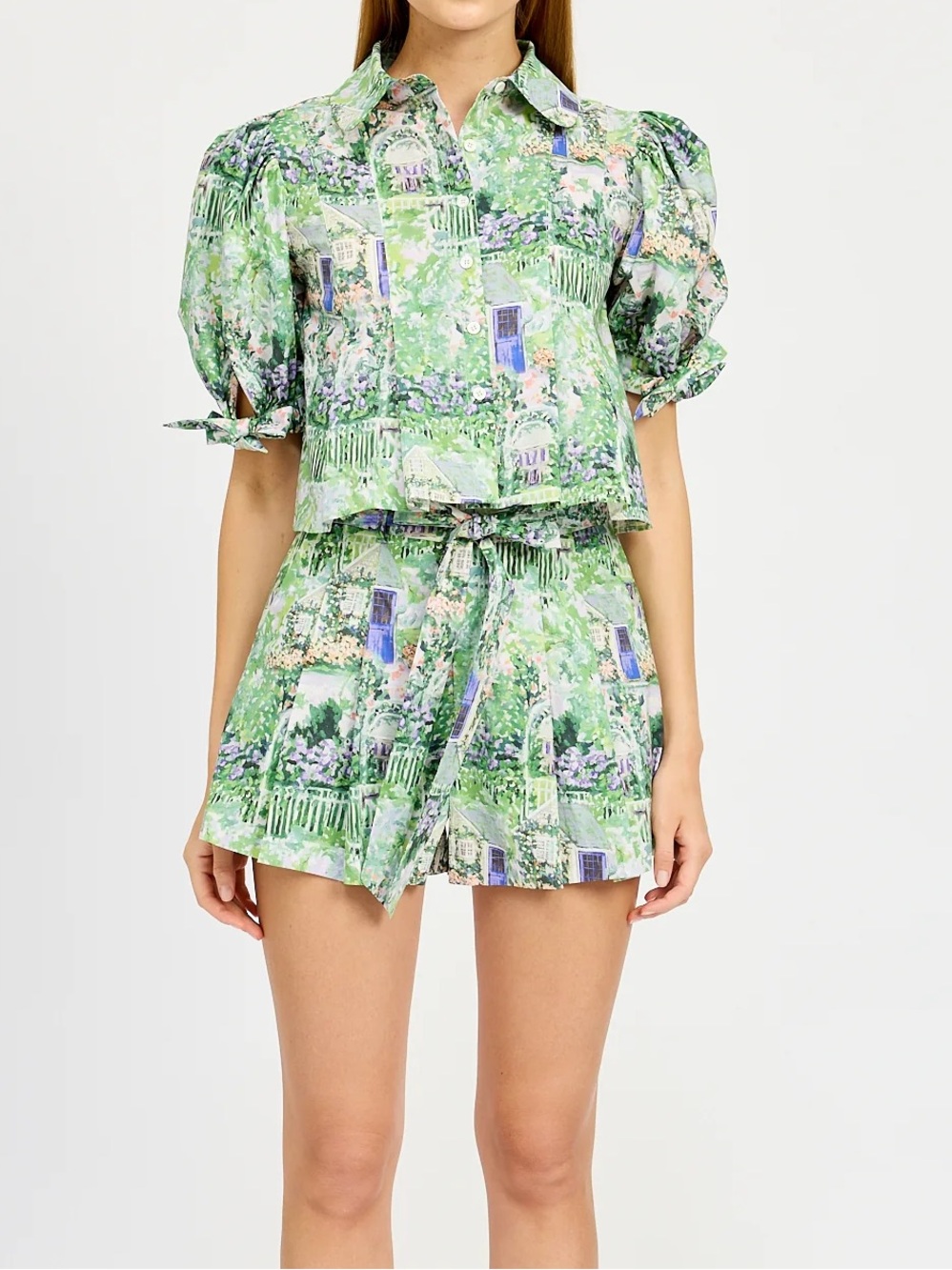 En Saison Green Floral Mini Dress Set - Picture 2 of 11